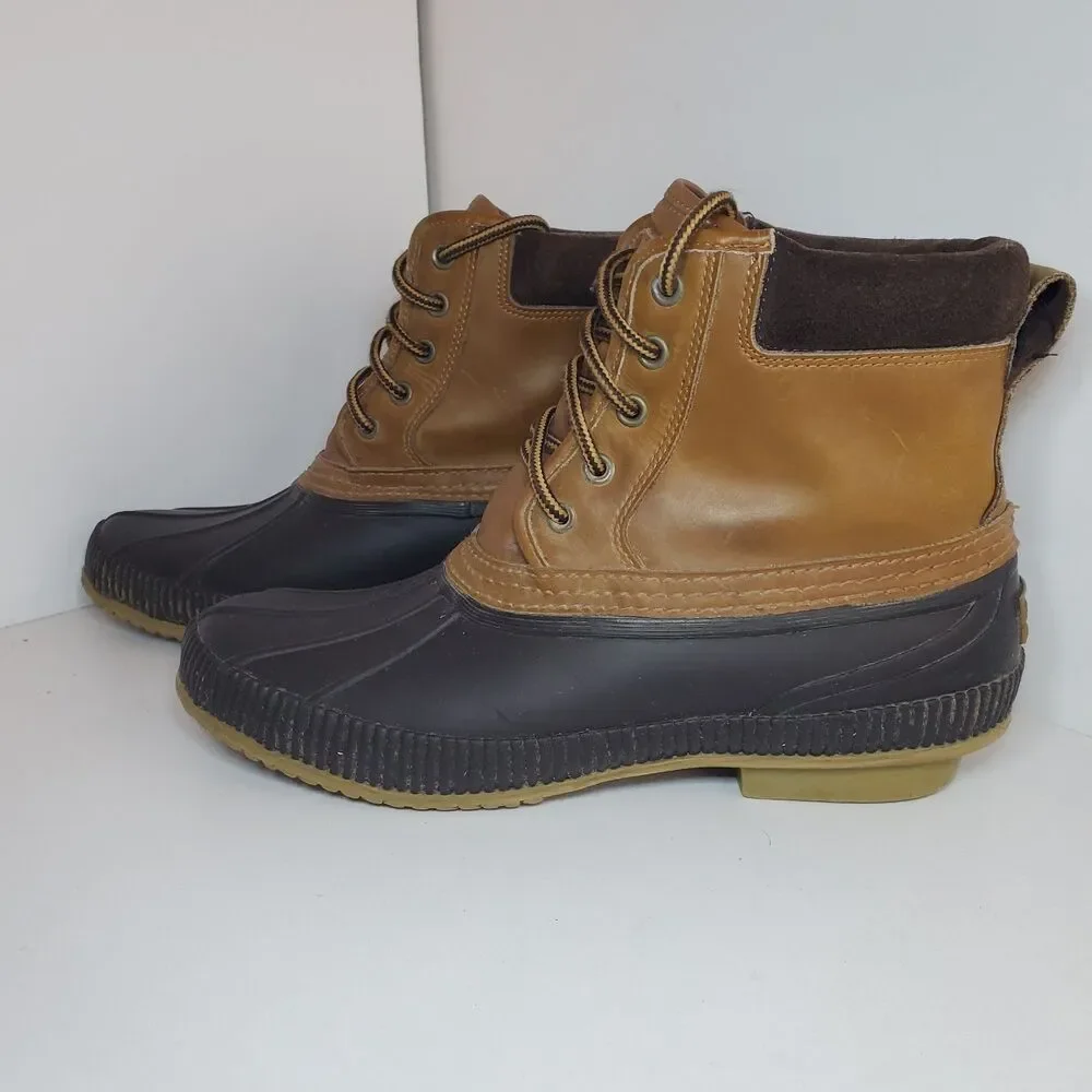 Tommy Hilfiger TMCHARLIE Mens Sz 9 Tan Leather Lace Up Duck Boots Waterproof
